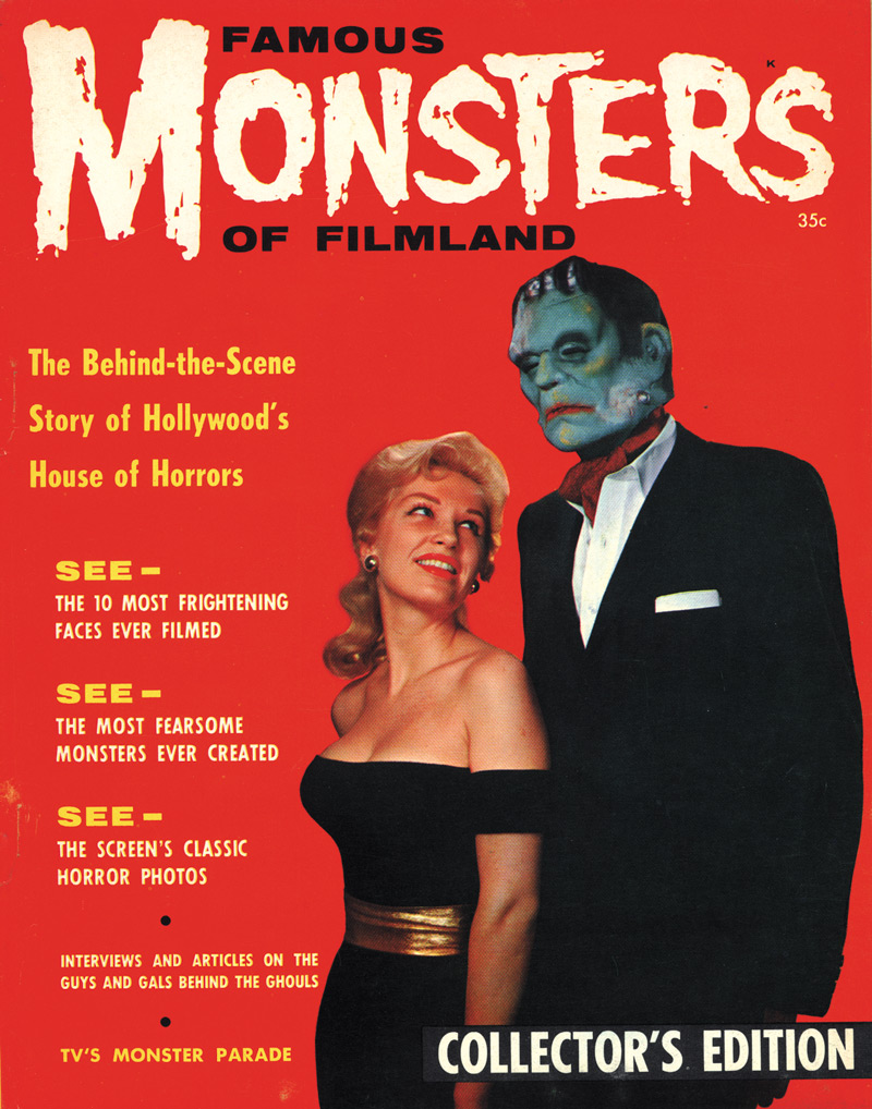 Famous Monsters of Filmland, February 1958, Central Publications.  The cover of the premiere issue. Click to enlarge.