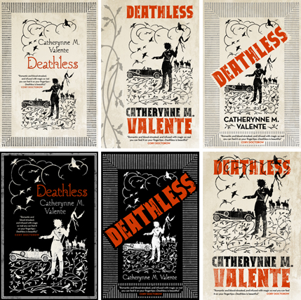 Alternate versions of the cover for Catherynne Valente’s Deathless
