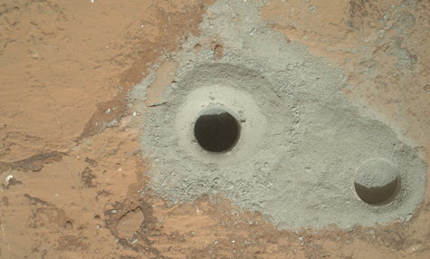 Curiosity's first sample drilling—NASA/JPL
