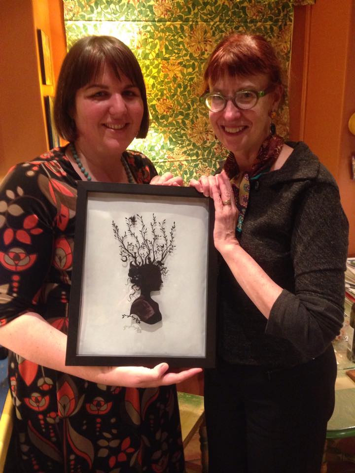 Kathleen and me with the original silhouette, which I bought at World Fantasy Con