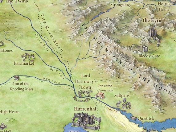 New Song of Ice and Fire map of the Eyrie and the Vale from Bantam Books' forthcoming The Lands of Ice and Fire