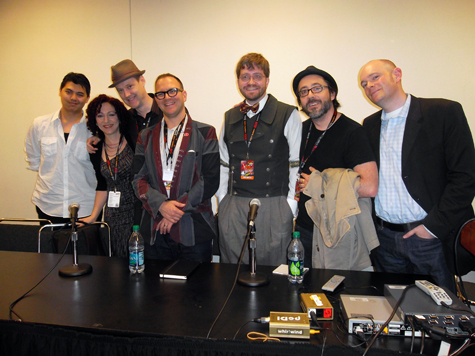 Image above are the panelist at NYCC. From left to right: film editor Alan Winston, Boilerplate authors Anina Bennett & Paul Guinan, author Cory Doctorow, cultural historian James Carrott, director Bryd McDonald, and producer Brian David Johnson