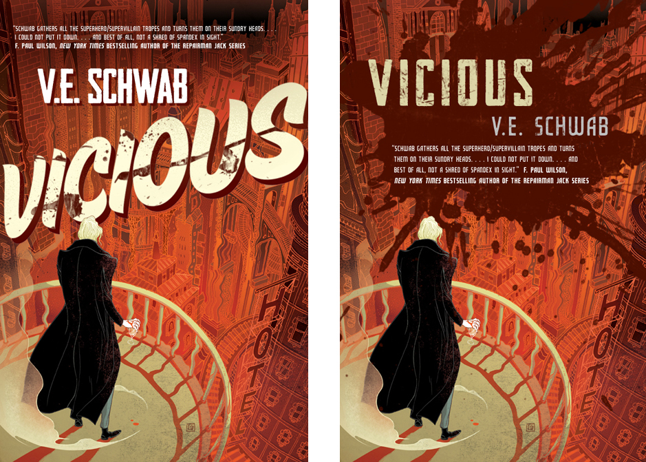 Alternate covers for V. E. Schwab's Vicious.