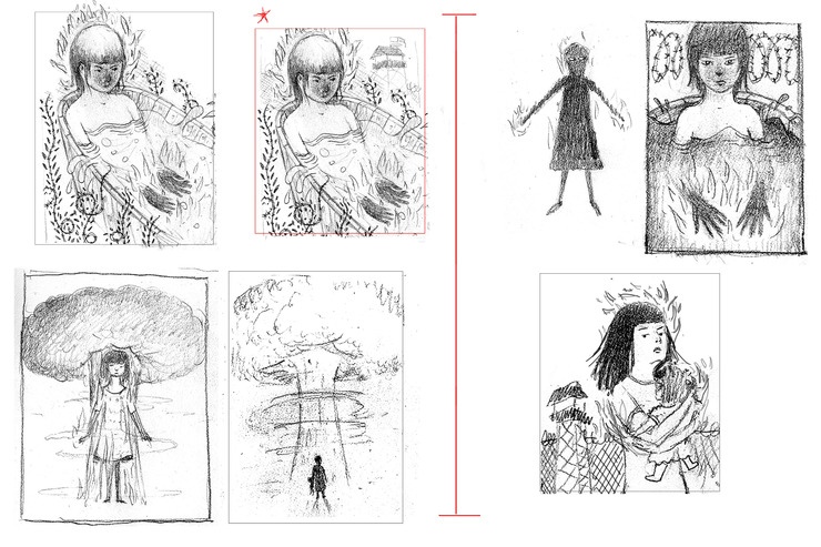 Scott Bakal's thumb sketches for At the Foot of the Lighthouse