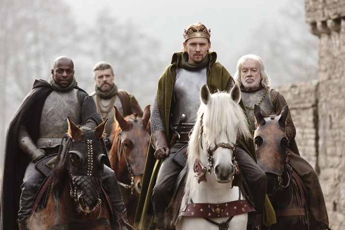 The Hollow Crown Henry V cast in corresponding battle colors.