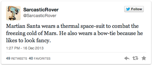 Martian Santa tweets from Sarcastic Rover