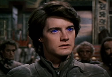 Duke/Emperor Paul Maud'dib 'Usul' Atreides, portrayed by Kyle McLachlan in David Lynch's (totally ridiculous and David Lynch-ian and ultimately kind of terrible but also awesome at the same time) 1984 film adaptation of Frank Herbert's DUNE book.