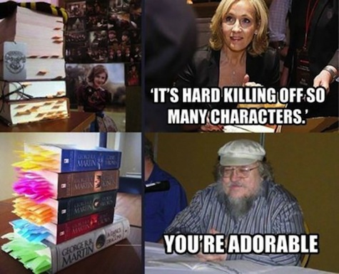 best Harry Potter memes July 31 Harry birthday J.K. Rowling George R.R. Martin you're cute Game of Thrones kill characters