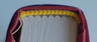 Sewn binding at spine