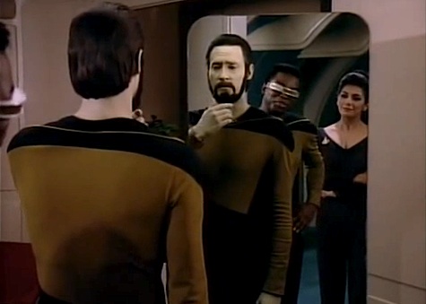 Star TrekL The Next Generation, Data, Geordi, Troi, beard