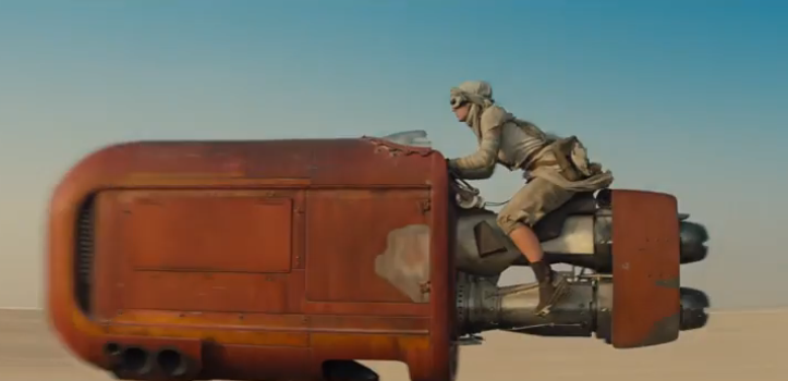 Daisy Ridley on sweet ride which is like one part of a podracer