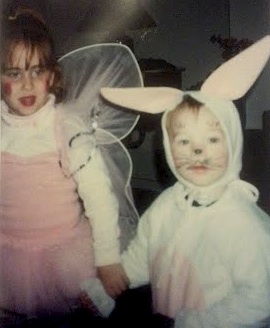 Hand-me-down rabbit costume, and a very pink Tinkerbell.