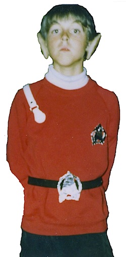 Ryan Britt as a kid dressed a Vulcan