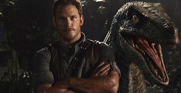 Christ Pratt and a Velociraptor