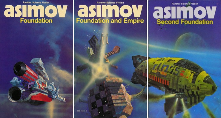 Chris Foss spaceships book covers Asimov