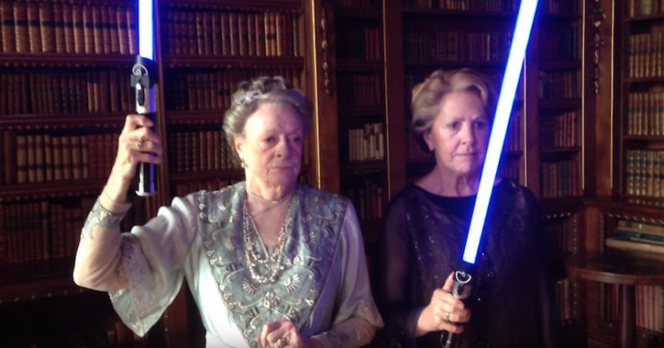 Downton Abbey Star Wars mashup Maggie Smith lightsaber
