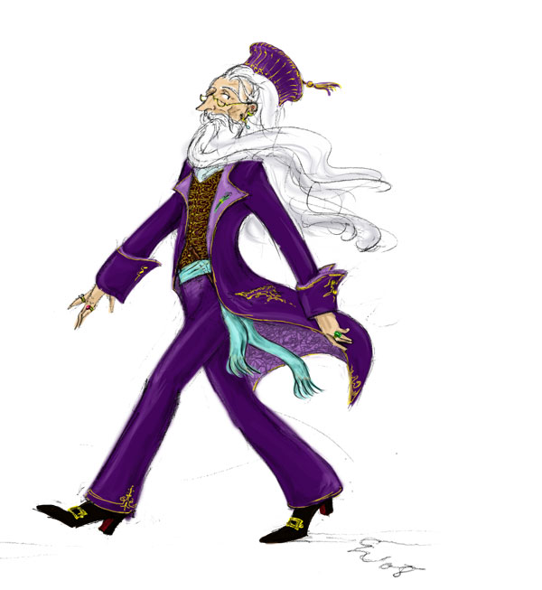 Dumbledore in velvet suit, by TomScribble