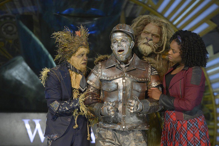 THE WIZ LIVE! -- Pictured: (l-r) Elijah Kelley as Scarecrow, Ne-Yo as Tin-Man, David Alan Grier as Lion, Shanice Williams as Dorothy -- (Photo by: Virginia Sherwood/NBC)