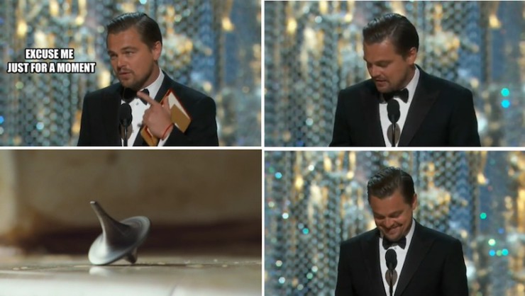 Leonardo DiCaprio Oscar win Inception meme