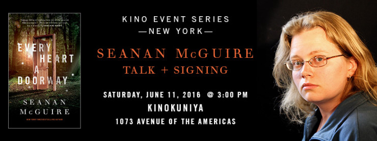 Seanan McGuire author event New York City Kinokuniya Every Heart a Doorway Tor.com Publishing