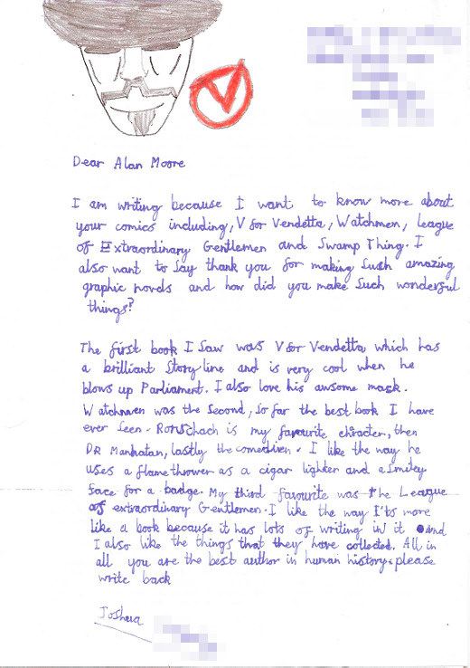 Joshua's letter to Alan Moore