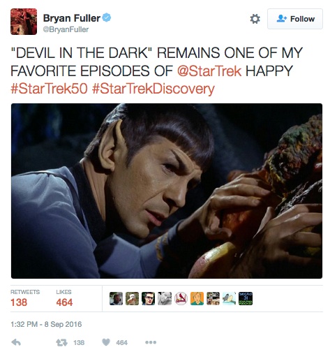 Bryan Fuller, Star Trek tweet