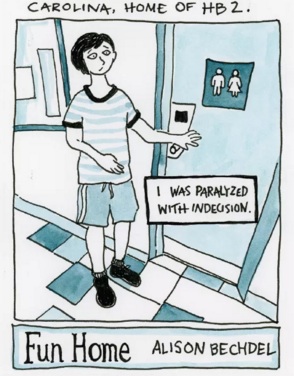 Fun Home Chapel Hill Library banned book trading card by Libby Fosso