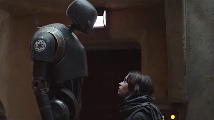Jyn Erso and a Droid in Rogue One