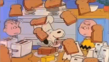 Snoopy butters toast