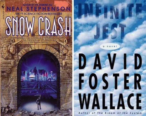 Infinish Jest and Snow Crash covers