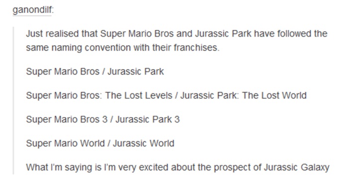 Tumblr ganondilf, Jurassic Park and Super Mario Bros