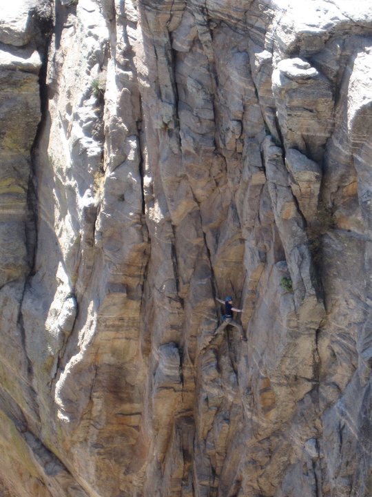 Katherine Arden in mid-climb.