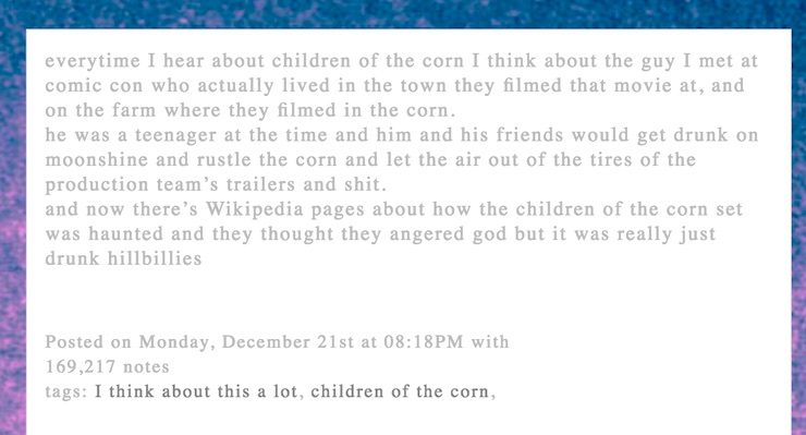 children of the corn set story, Tumblr