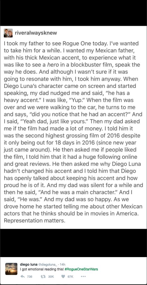 Diego Luna Rogue One accent fan story representation Mexican father