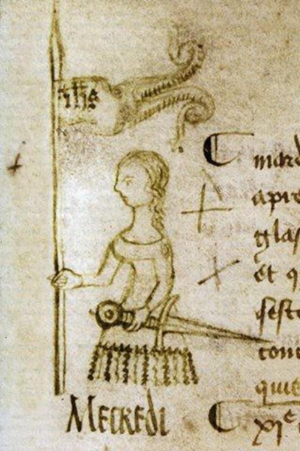 Joan of Arc depicted in a manuscript dated May 10, 1429