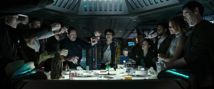 Alien: Covenant prologue last supper toast Michael Fassbender Katherine Waterston James Franco Billy Crudup