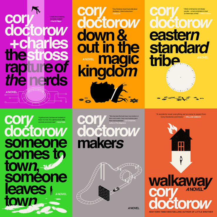 Cory Doctorow book cover redesigns by Will Staehle