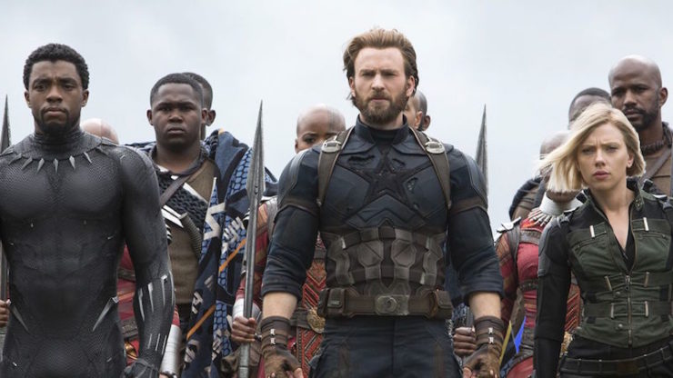 Avengers Infinity War, Cap, Black Panther, Widow
