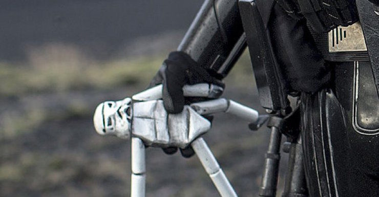 Close-up of Stormtrooper doll seen in Rogue One: A Star Wars Story