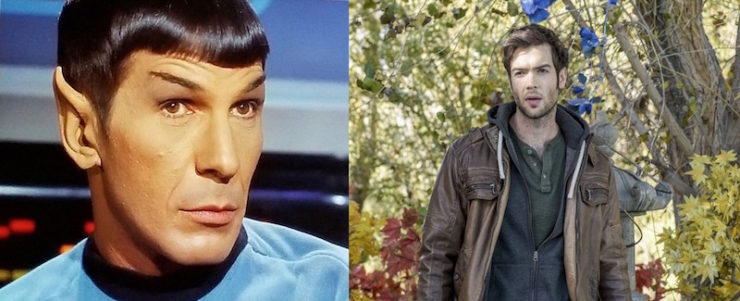 Leonard Nimoy as Mr. Spock, Ethan Peck