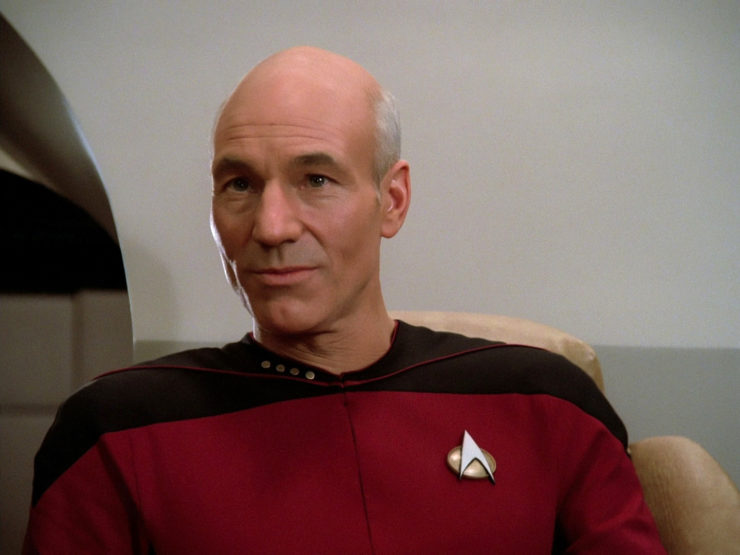 Jean-Luc Picard on the Enterprise bridge Farpoint