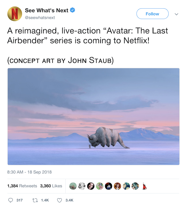 Avatar: The Last Airbender live-action announcement, twitter