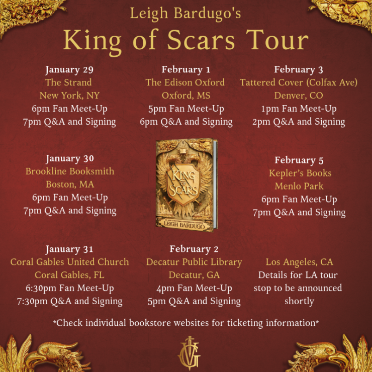 Leigh Bardugo King of Scars book tour author tour dates venues