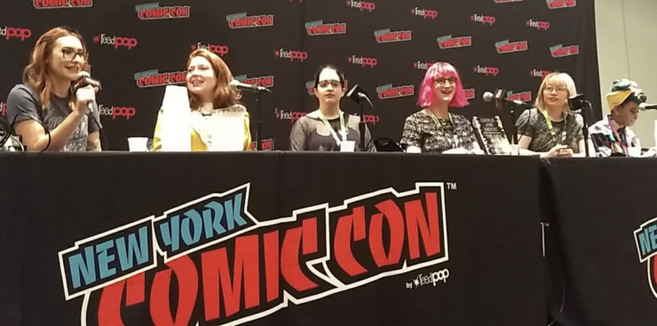 NYCC Women in [Everything]: Intersectional Feminism Across Genres panel Charlie Jane Anders Susana Polo Sam Maggs Jill Pantozzi Wendy Xu Christina "Steenz" Stewart