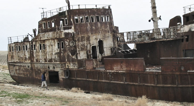 Orphaned ship in the Aral Sea