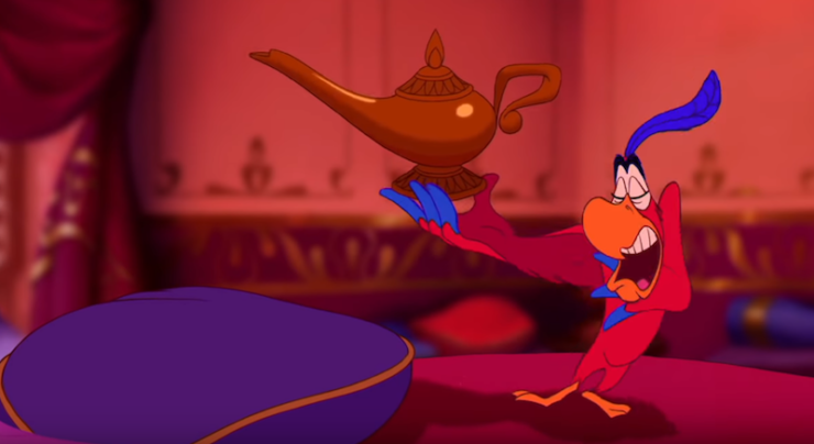 Aladdin, Iago, parrot
