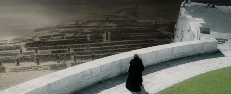 Denethor looks at orc army over Pelennor Fields