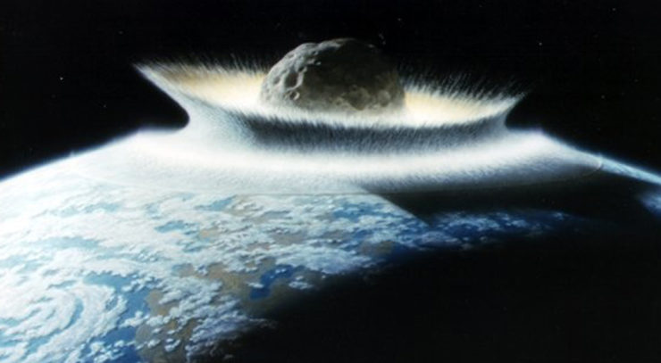 Artist's conception of a massive meteor impact on the Earth