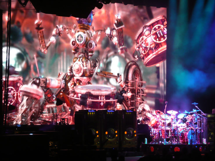 Photo of the stage during a Rush concert
