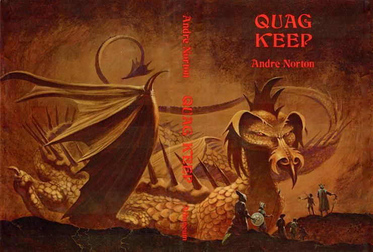 Wraparound cover art for Andre Norton's Quag Keep, by artist Jack Gaughan